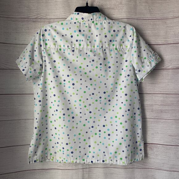 Vintage Studio Works Polka Dot Button Up Shirt Short Sleeve Size Medium - Picture 4 of 15